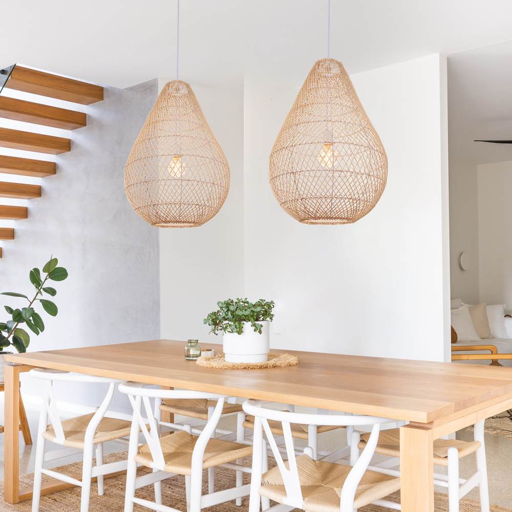 Natural Color Hand-woven Rattan Pendant Lamp for Dining Room