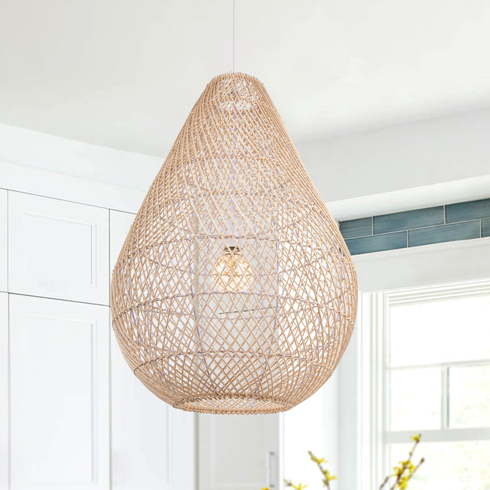 Natural Color Hand-woven Rattan Pendant Lamp for Dining Room