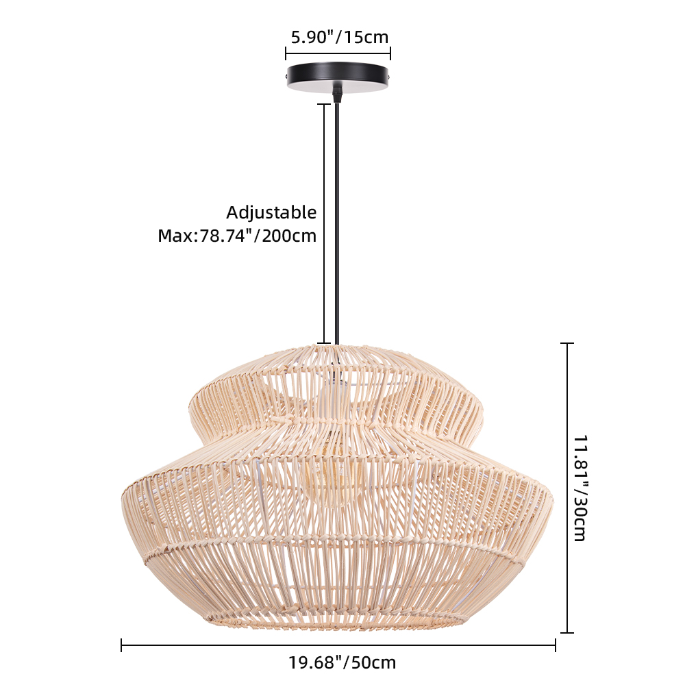 Double-layer Rattan Pendant Light for Dining Room