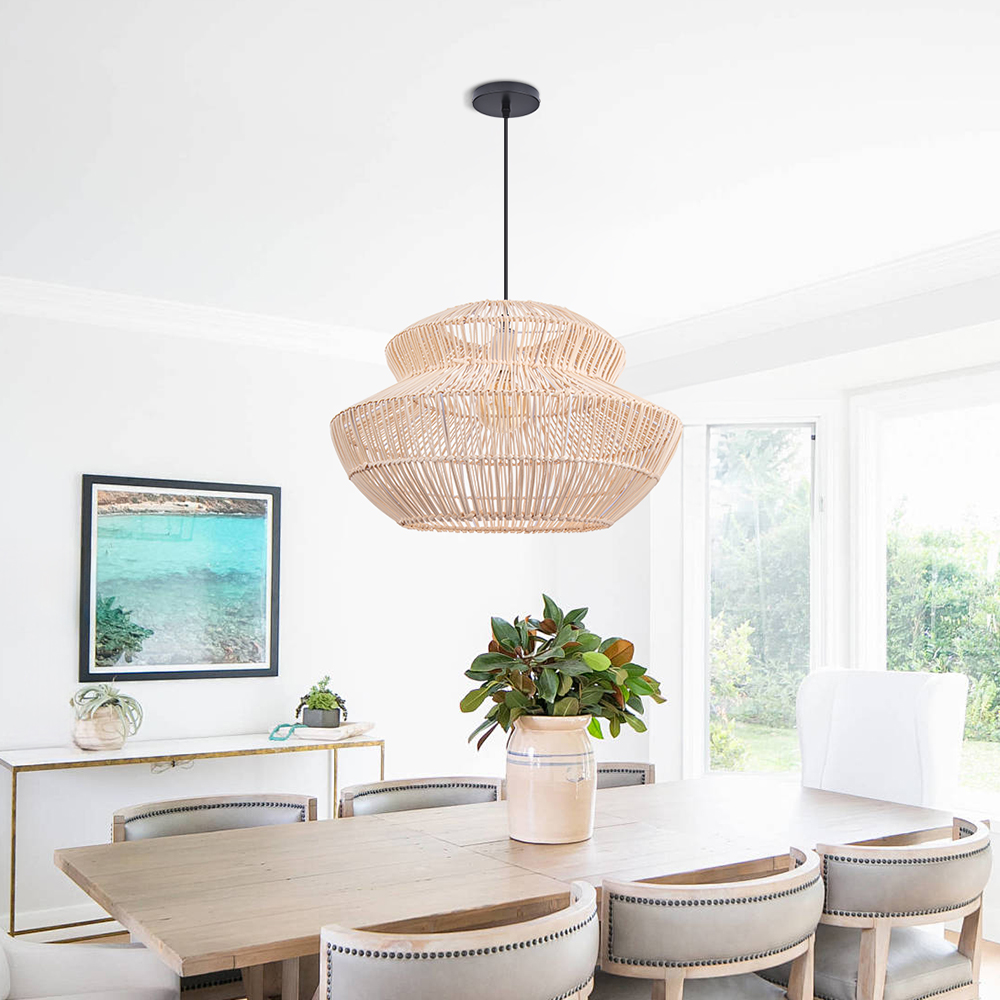 Double-layer Rattan Pendant Light for Dining Room