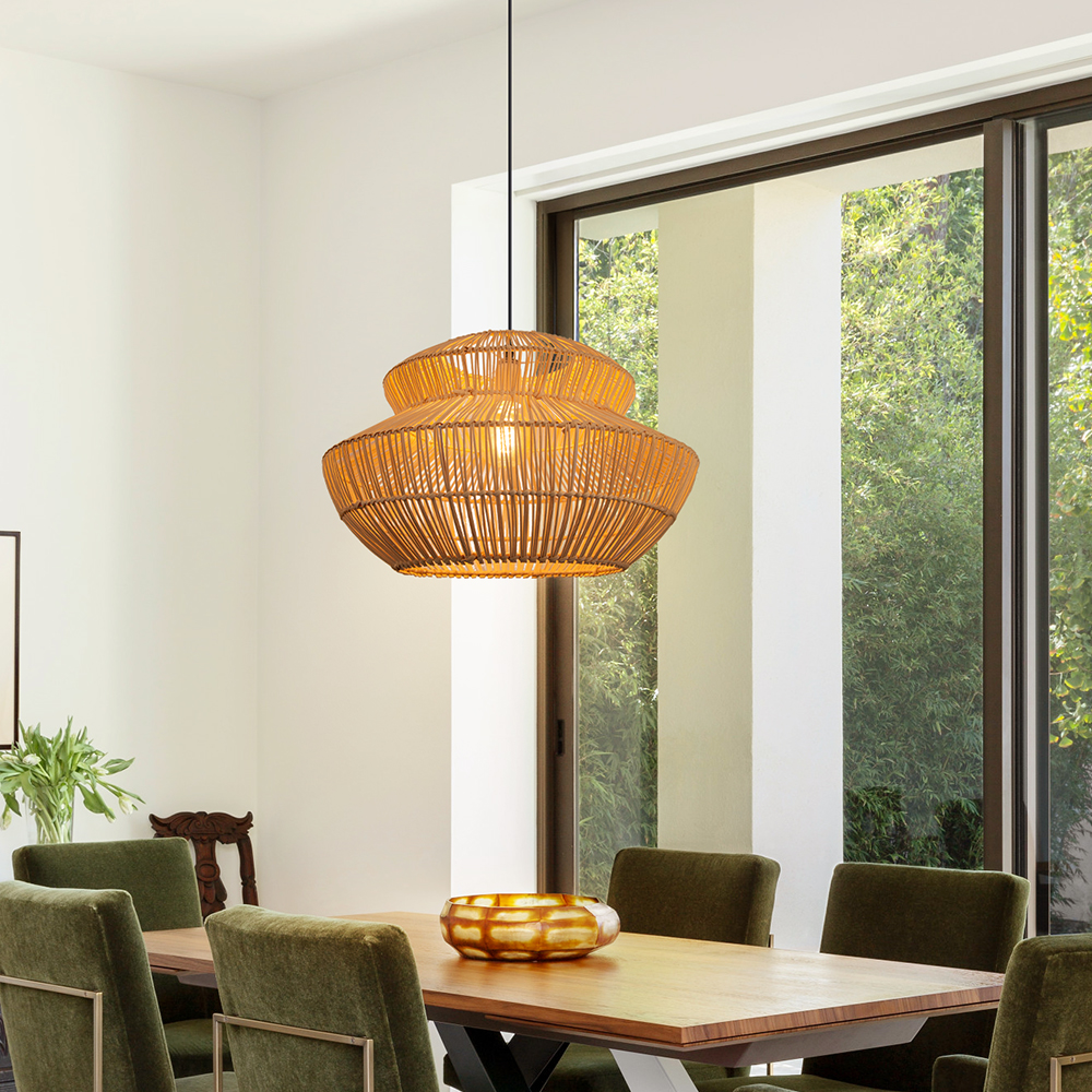 Double-layer Rattan Pendant Light for Dining Room