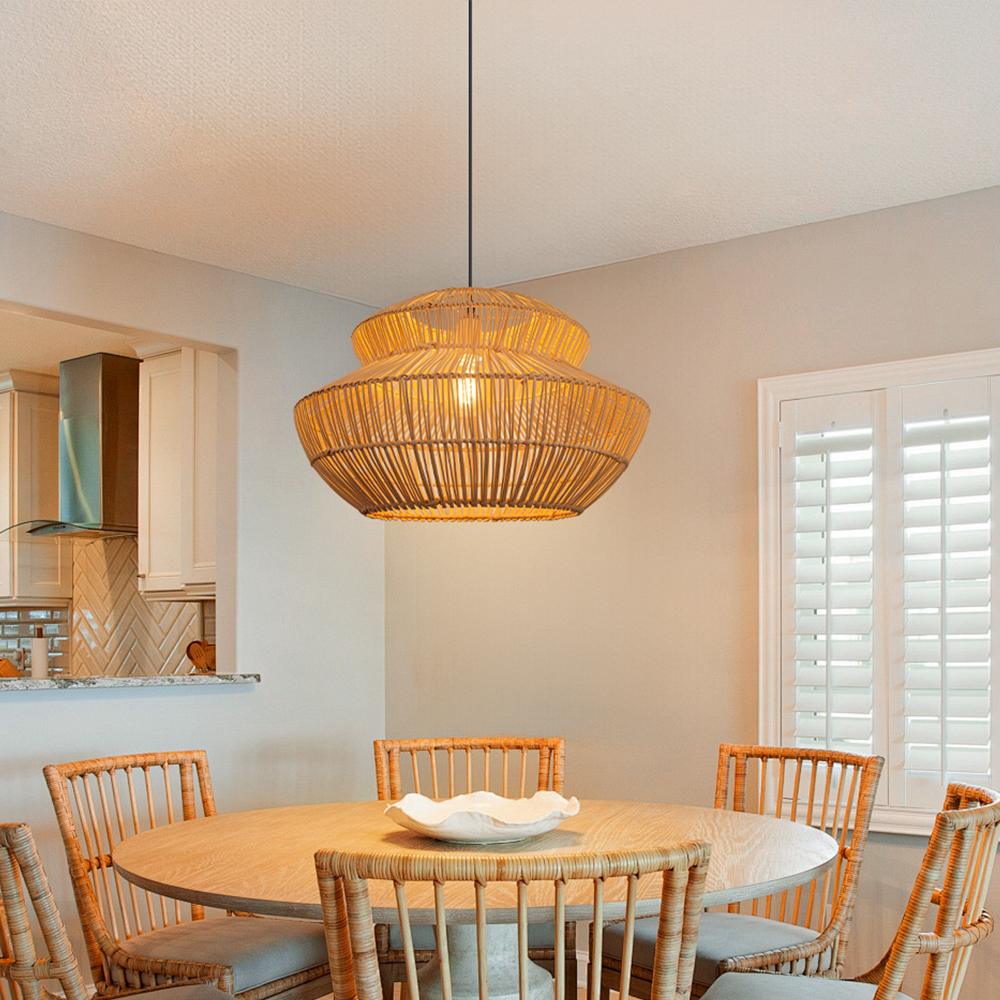 Double-layer Rattan Pendant Light for Dining Room