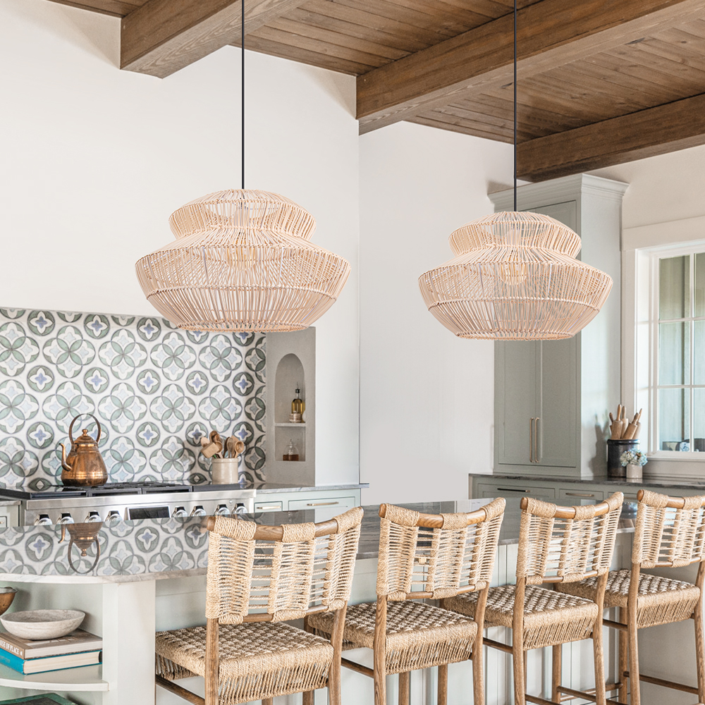 Double-layer Rattan Pendant Light for Dining Room