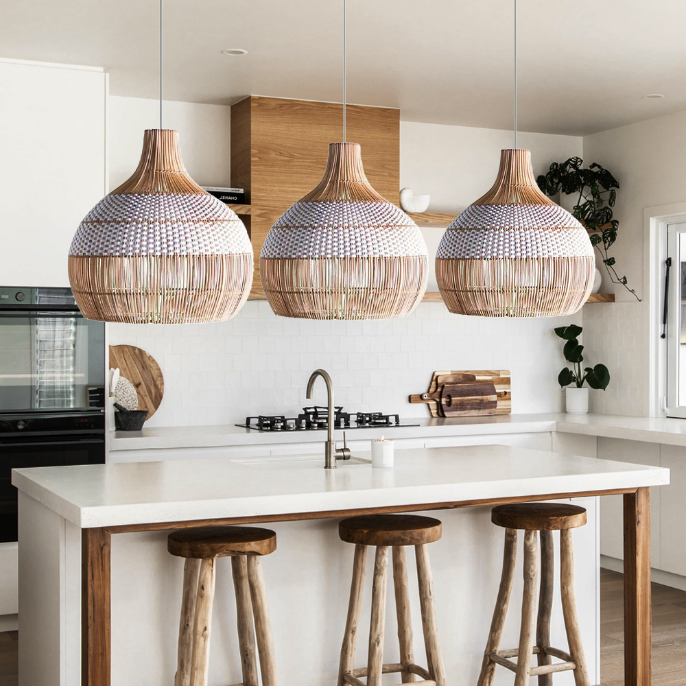 White Rattan Pendant Light Woven Rattan Lampshade