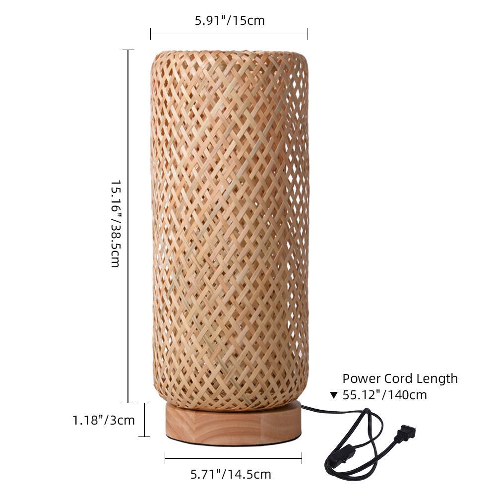 Japanese Farmhouse Hand-wove Bamboo Floor Lamp Living Room Decorative Lampshade