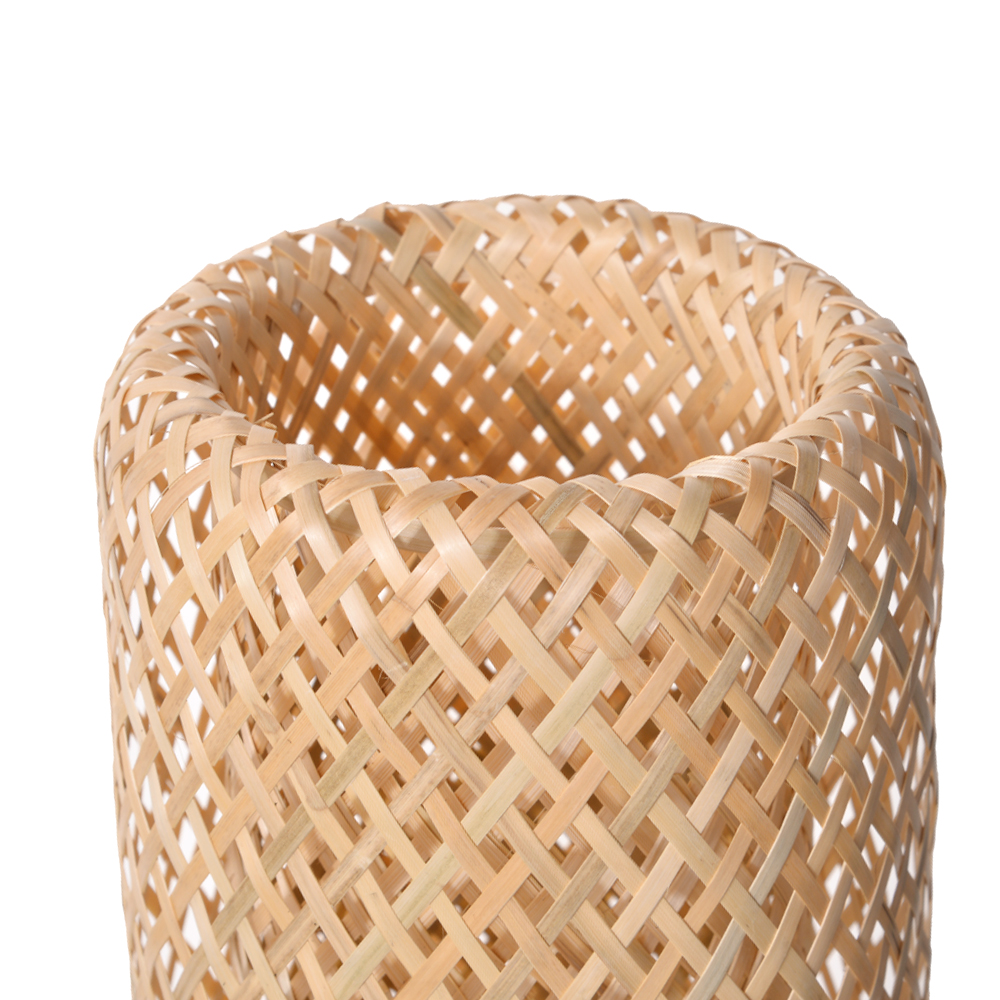 Japanese Farmhouse Hand-wove Bamboo Floor Lamp Living Room Decorative Lampshade