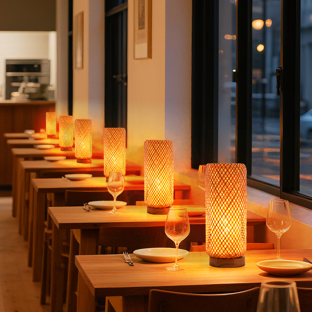 Japanese Farmhouse Hand-wove Bamboo Floor Lamp Living Room Decorative Lampshade