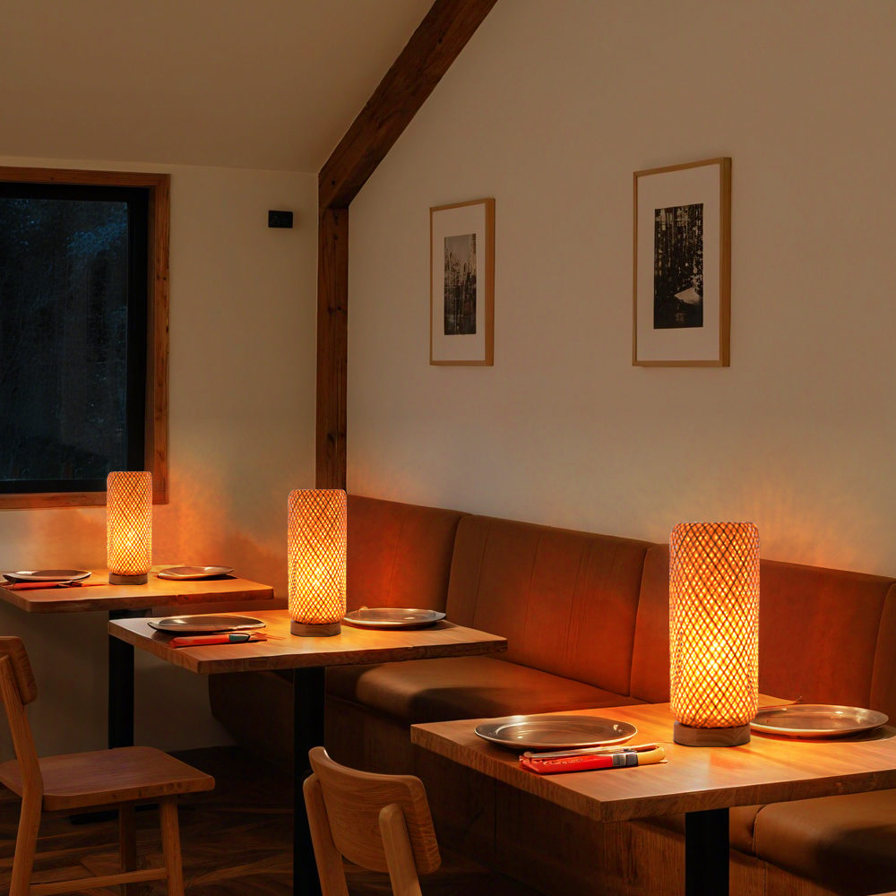 Japanese Farmhouse Hand-wove Bamboo Floor Lamp Living Room Decorative Lampshade