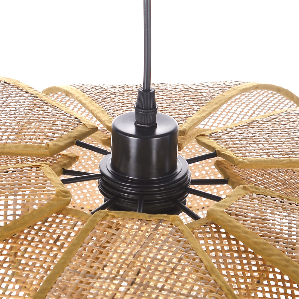 Japanese Style Natural Rattan Petal-shape Pendant Light Dining Room Chandelier