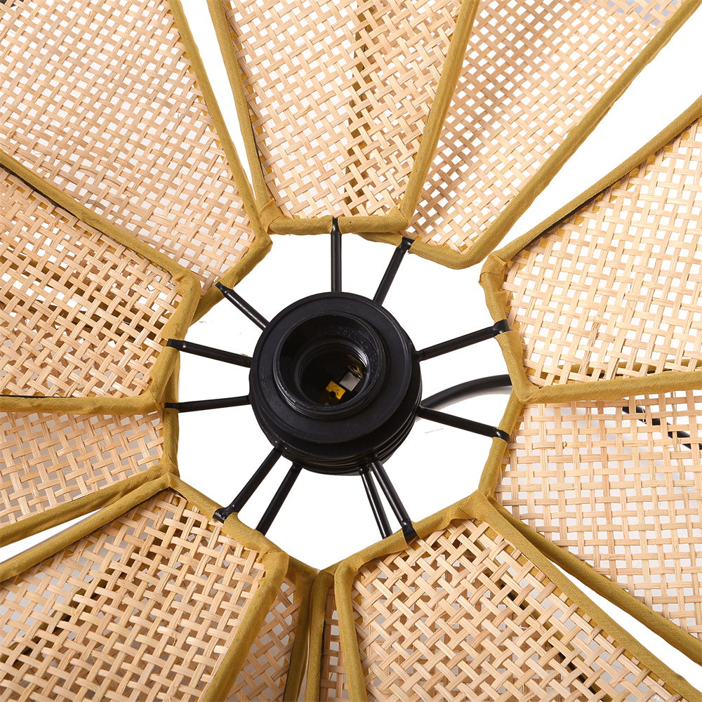 Japanese Style Natural Rattan Petal-shape Pendant Light Dining Room Chandelier