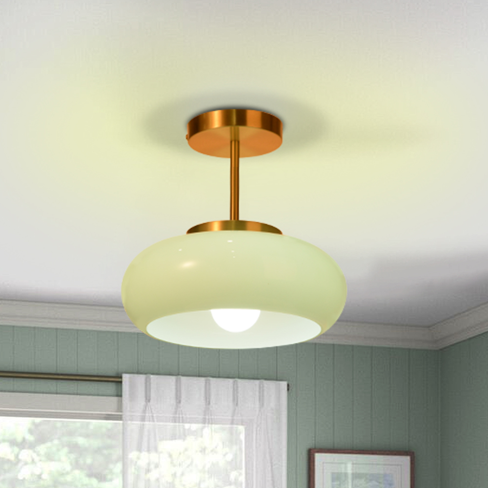 French Retro Brass Glass Ceiling Light Living Room Light