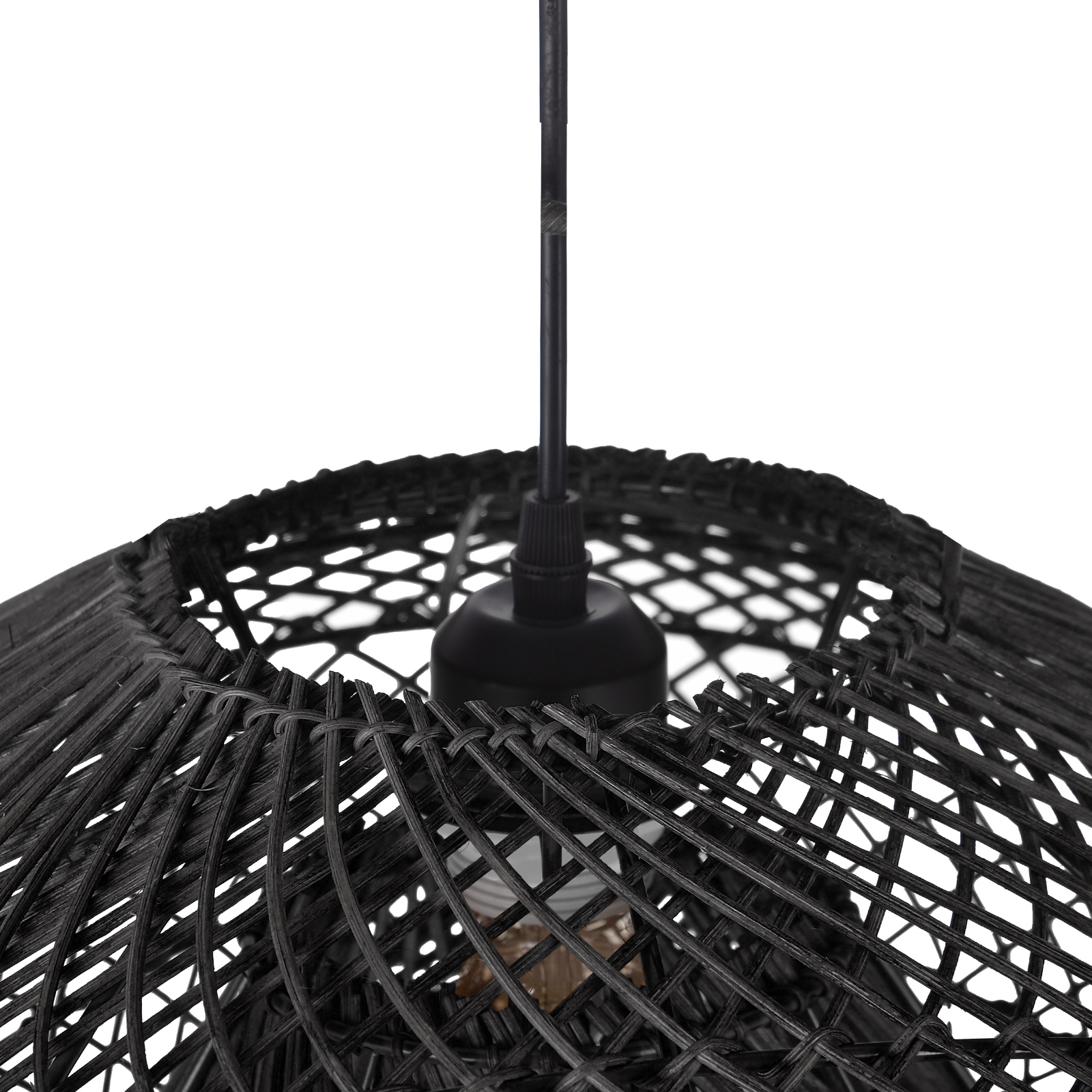 Black Rattan Hand-woven Dining Room Pendant Light Wabi-sabi Living Room Chandelier