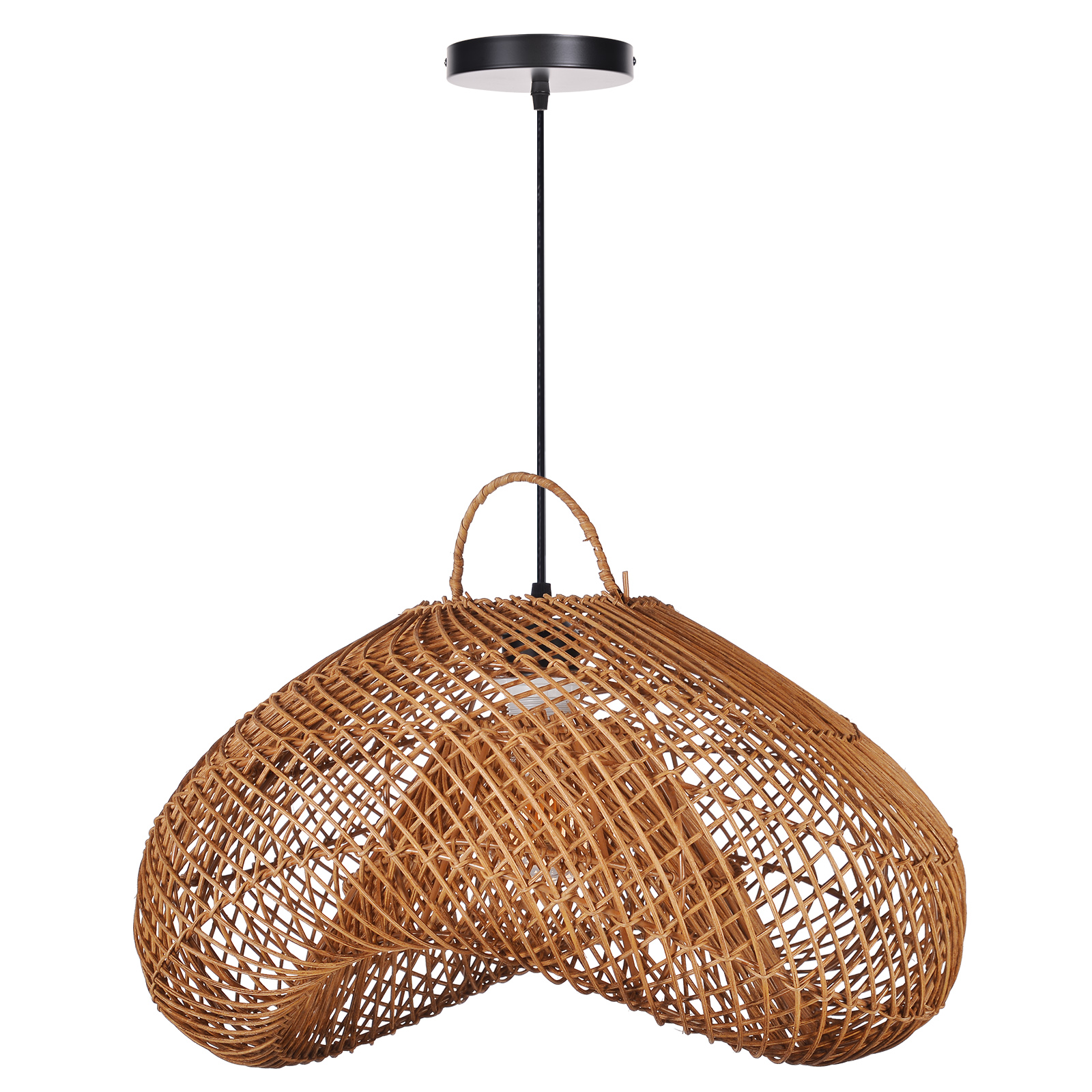 Black Rattan Hand-woven Dining Room Pendant Light Wabi-sabi Living Room Chandelier