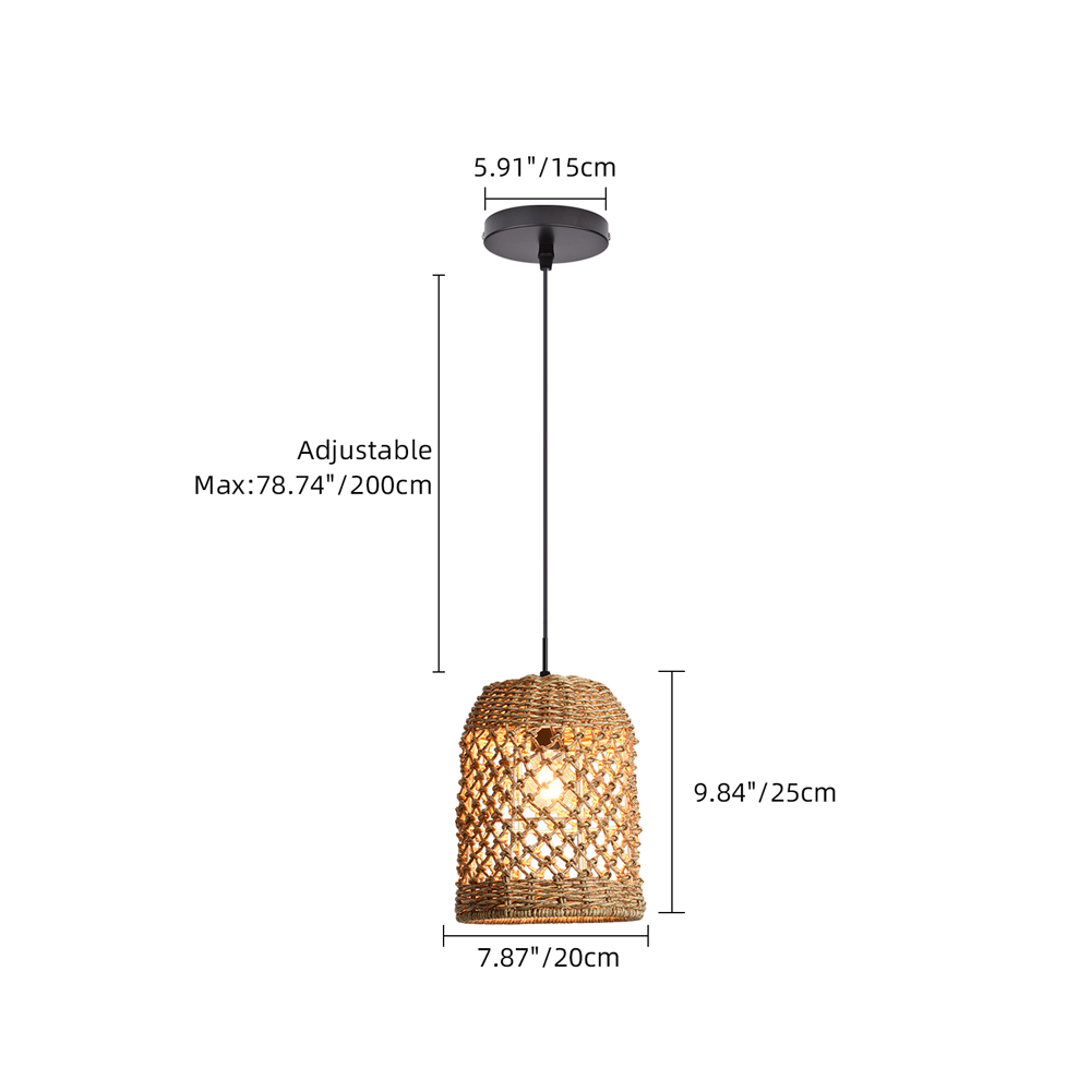 Wabi-sabi Style Hand-woven Rattan Pendant Light Bedroom Restaurant Lampshade