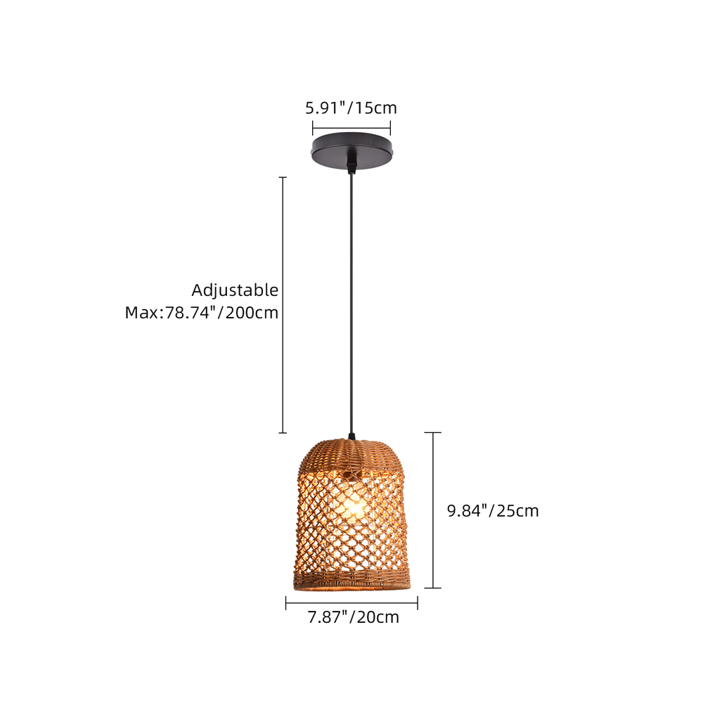 Wabi-sabi Style Hand-woven Rattan Pendant Light Bedroom Restaurant Lampshade