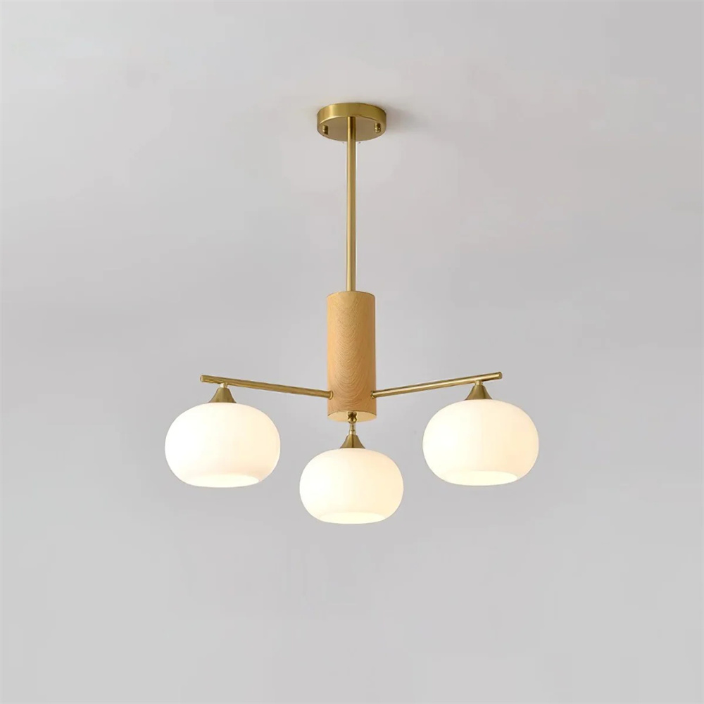 Vintage Brass Pendant Light Living Room 6 Head Glass Chandelier