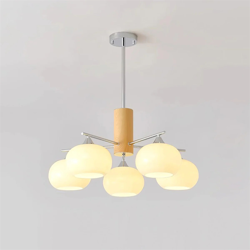 Vintage Brass Pendant Light Living Room 6 Head Glass Chandelier