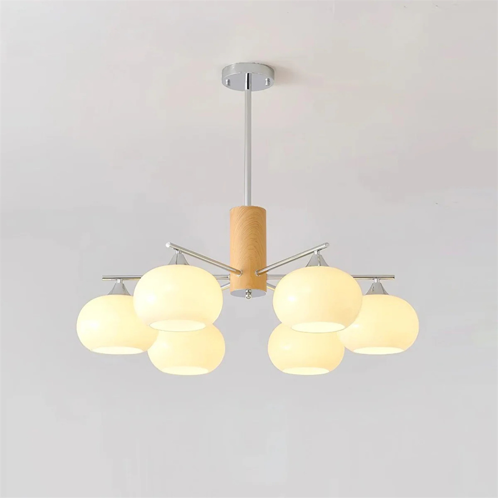 Vintage Brass Pendant Light Living Room 6 Head Glass Chandelier