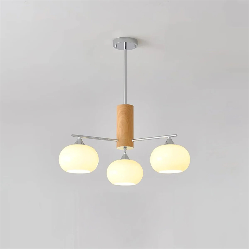 Vintage Brass Pendant Light Living Room 6 Head Glass Chandelier