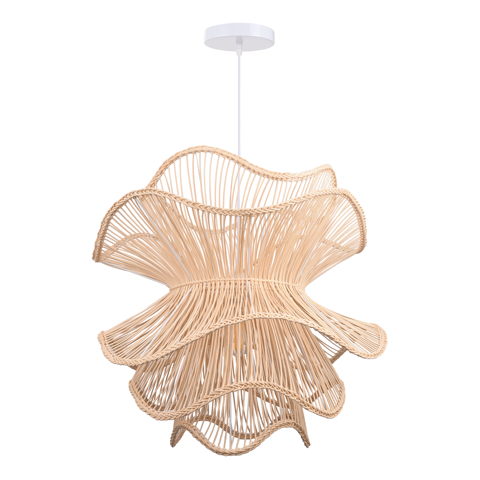 Handcrafted Wabi-Sabi Rattan Chandelier Natural Boho Lighting for Living Room, Dining Room & Bedroom