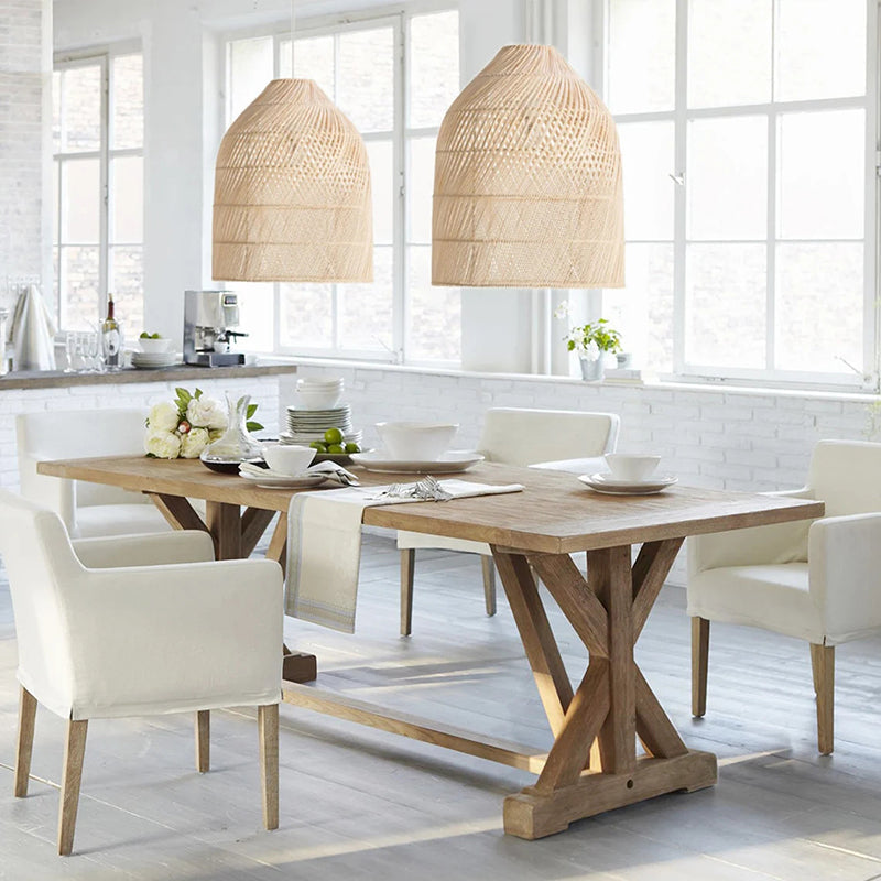 Rattan Weaving Bell Shape Pendant Lighting Fixture