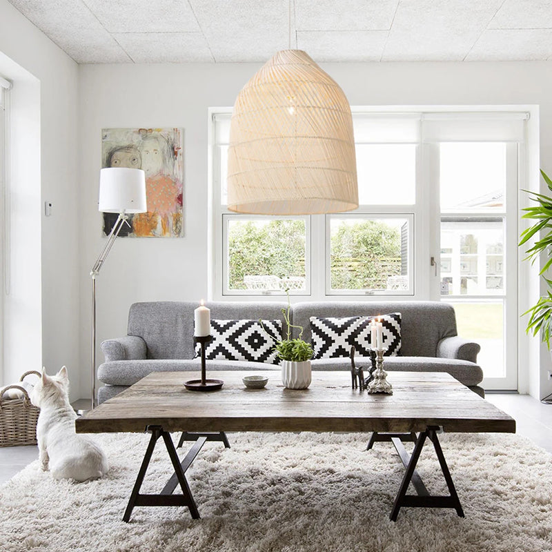 Rattan Weaving Bell Shape Pendant Lighting Fixture