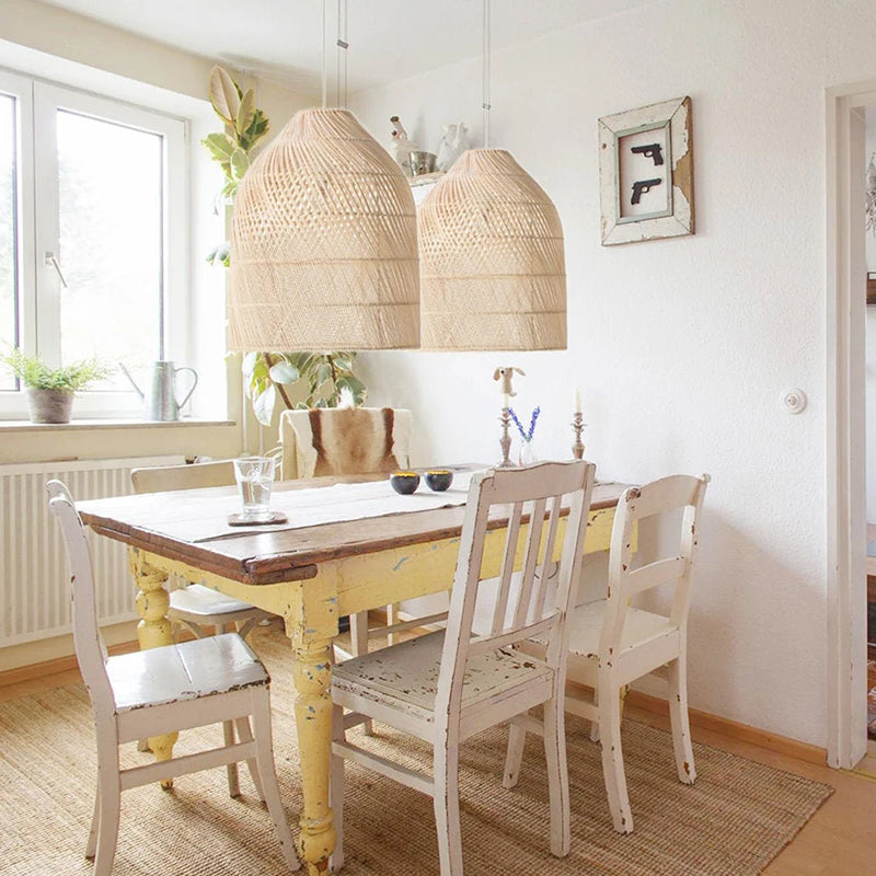 Rattan Weaving Bell Shape Pendant Lighting Fixture