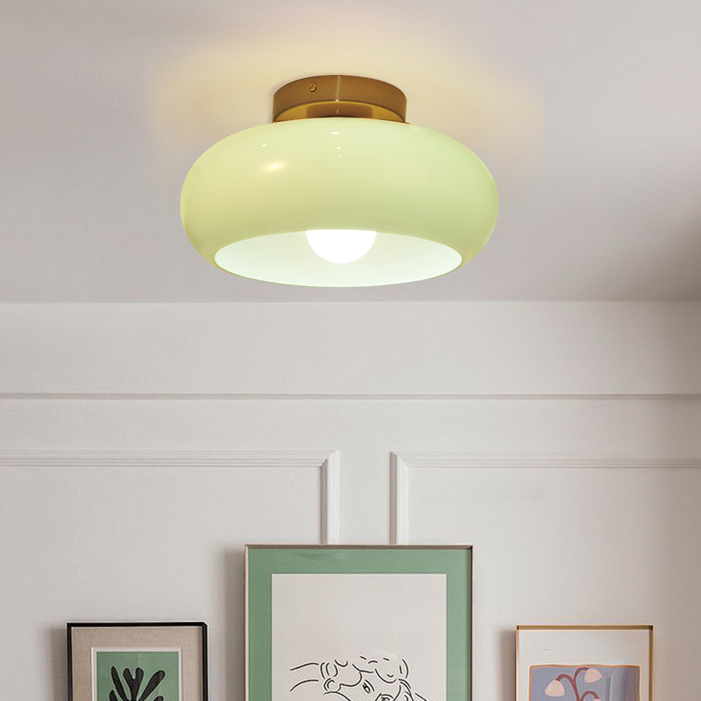 French Vintage Hallway Ceiling Light Recessed Glass Lamp for Dining Room