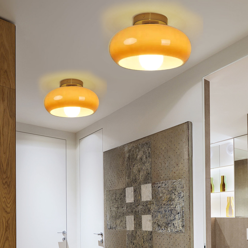 French Vintage Hallway Ceiling Light Recessed Glass Lamp for Dining Room