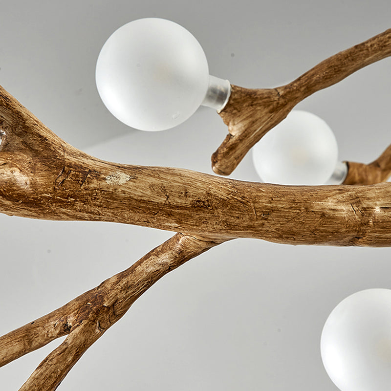 Nordic Rustic Tree Branch Hanging Chandelier with Bubble Glass lighting
