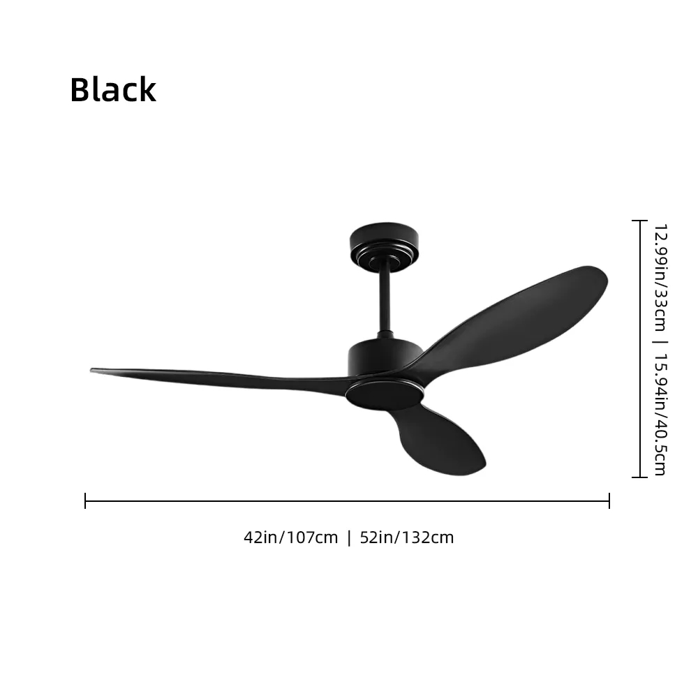 Nordic Style Dining Room Bedroom Walnut Ceiling Fan Light 52''