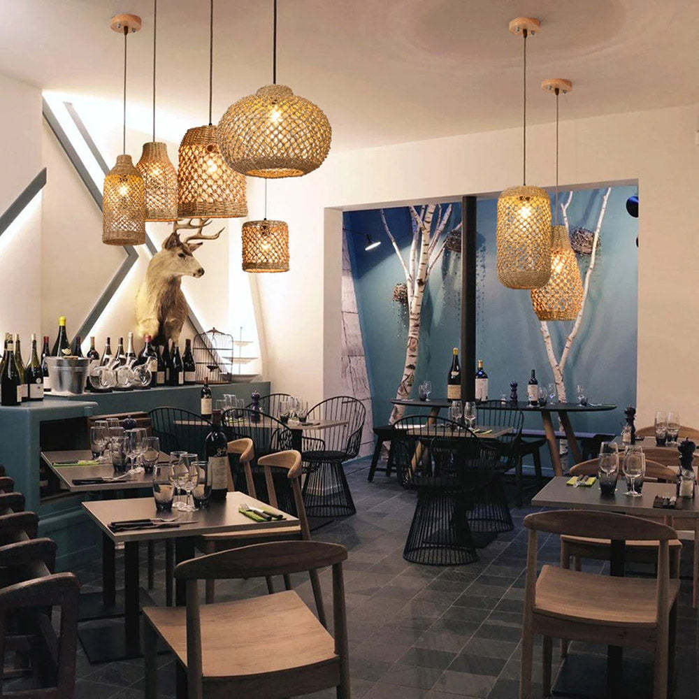 Japanese Style Creative Rattan Restaurant Living room Pendant Light