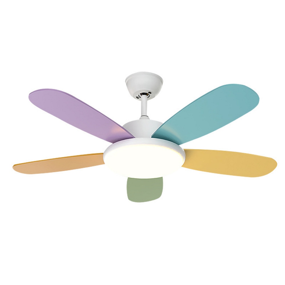 Remote Control Smart Ceiling Fan Light for Bedroom with Colored Blades