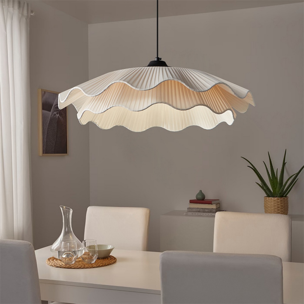 French Simple Fabric Pendant Light For Bedroom Dining Room