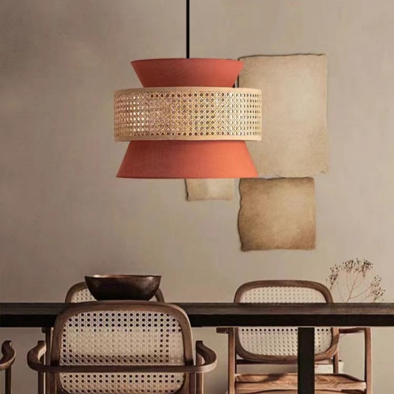 Home Decor Rattan Pendant Lampshade Weave Chandelier