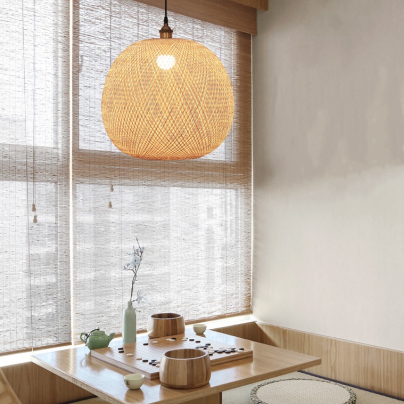 Japanese Style Bamboo Restaurant Pendant Light Decorative Lampshade