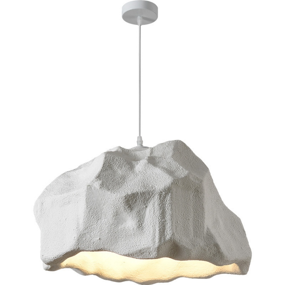 Dining Room Mountain Shape Resin Pendant Light Wabi-sabi Style Microcement Lampshade