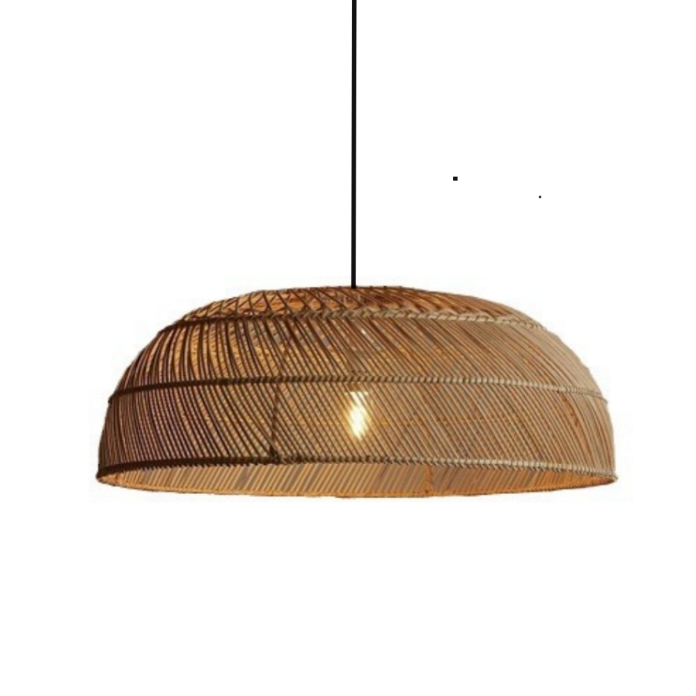 Wabi-sabi Hand-woven Rattan Lampshade Living Room Pendant Light