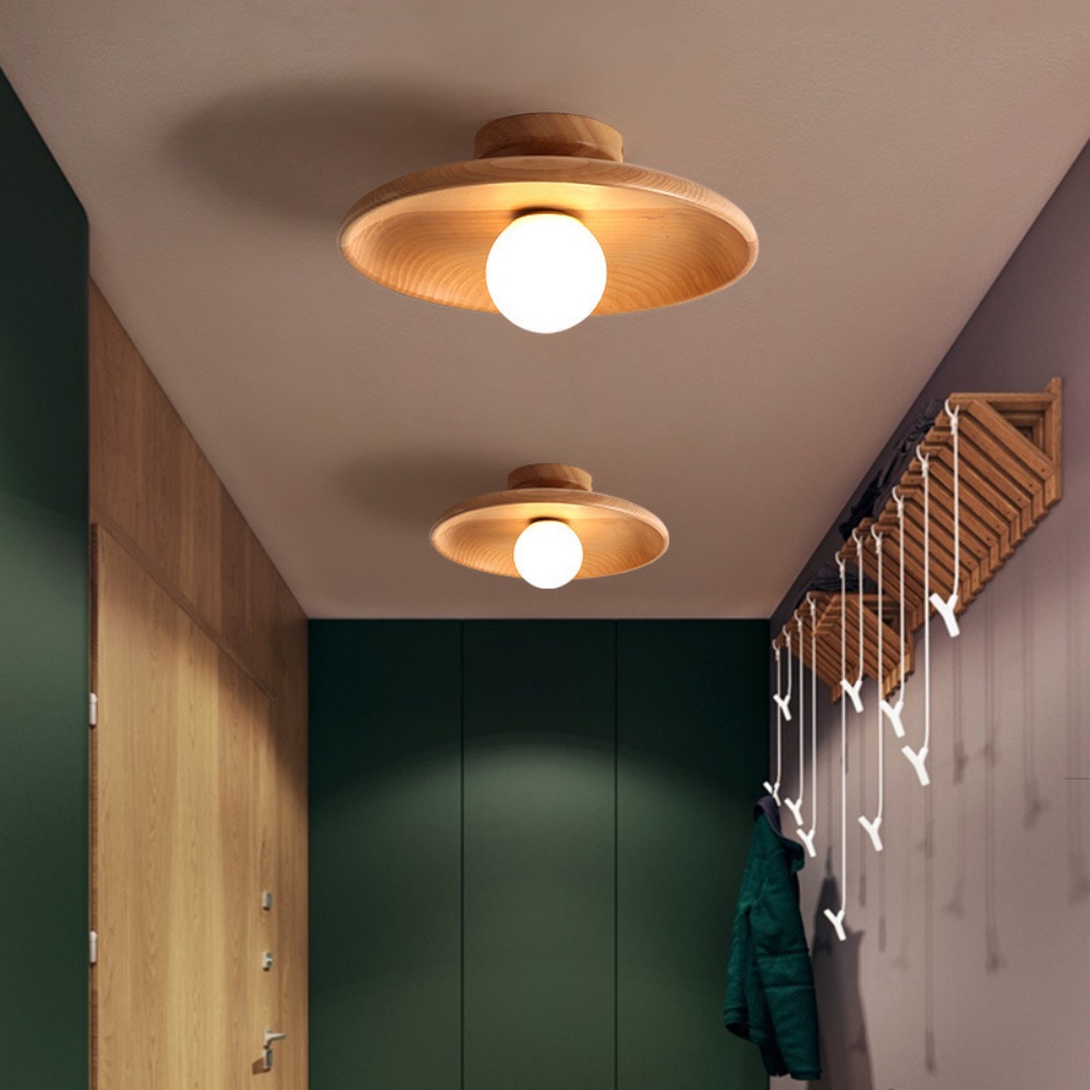 Modern Simple Cloakroom Corridor Ntrance Balcony Solid Wood Ceiling Lamp