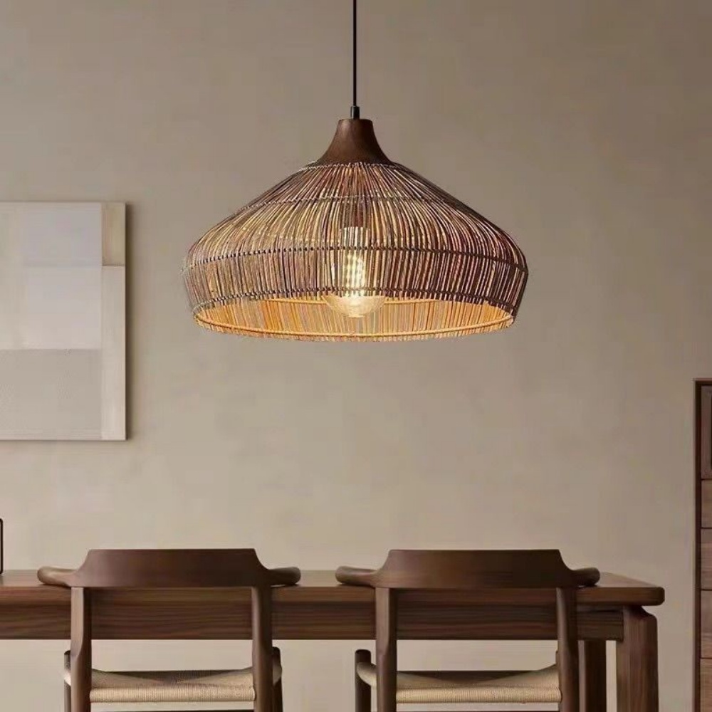 Japanese Hand-woven Rattan Lampshade Suitable For Dining Room Table