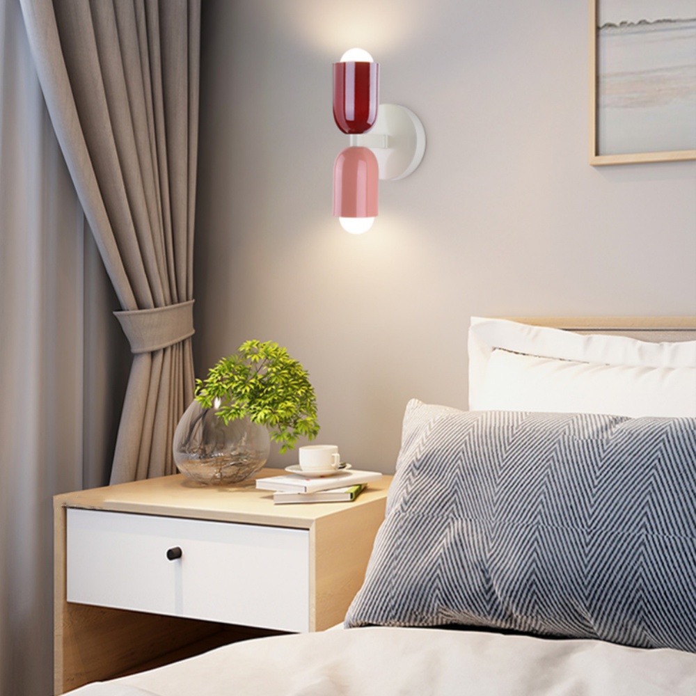 Nordic Multicolor Double Head Wall Lamp Bedroom Bedside Corridor Wall Light