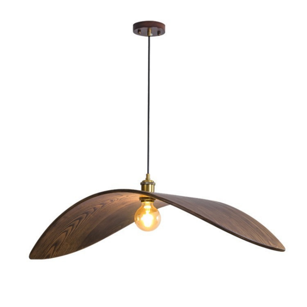 Wabi-sabi Walnut Chandelier Flying Bird Shape Dining Room Pendant Light