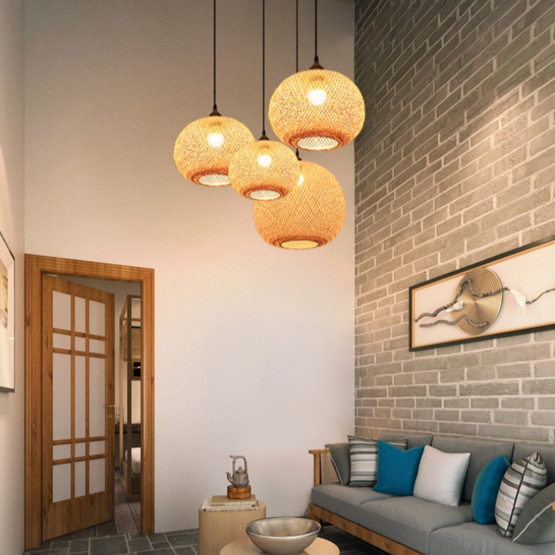 Japanese Style Bamboo Restaurant Pendant Light Decorative Lampshade