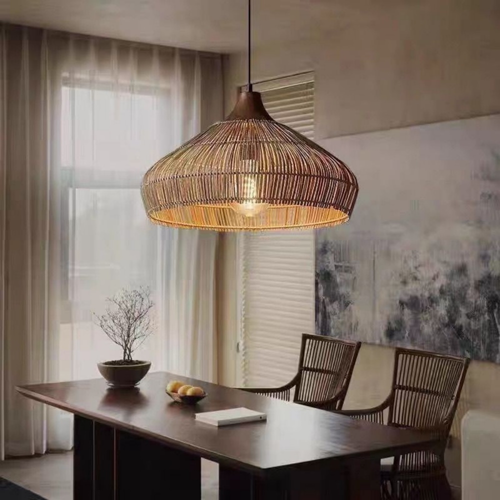 Japanese Hand-woven Rattan Lampshade Suitable For Dining Room Table
