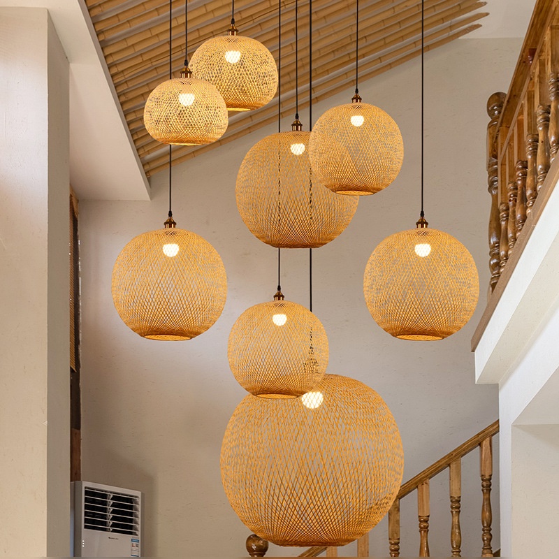 Japanese Style Bamboo Restaurant Pendant Light Decorative Lampshade