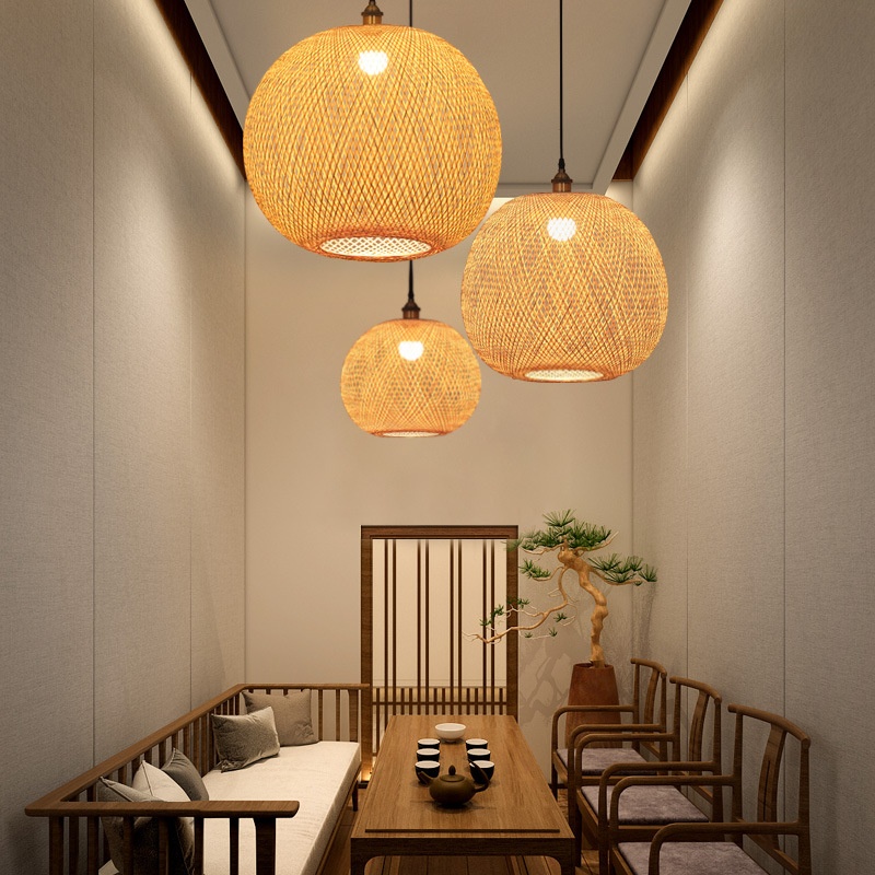 Japanese Style Bamboo Restaurant Pendant Light Decorative Lampshade