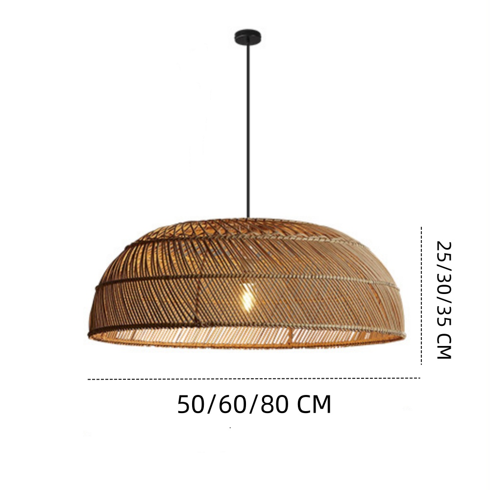 Wabi-sabi Hand-woven Rattan Lampshade Living Room Pendant Light