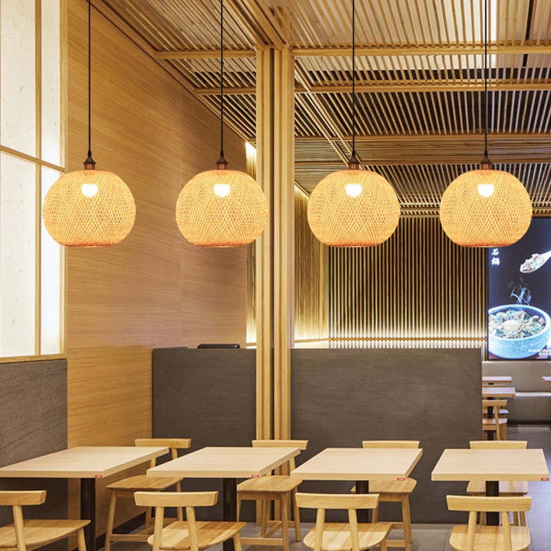 Japanese Style Bamboo Restaurant Pendant Light Decorative Lampshade