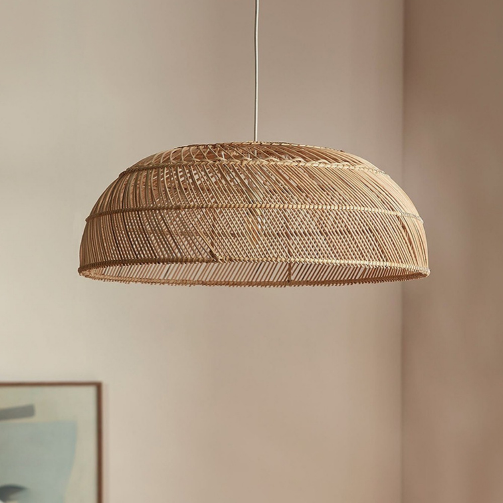 Wabi-sabi Hand-woven Rattan Lampshade Living Room Pendant Light