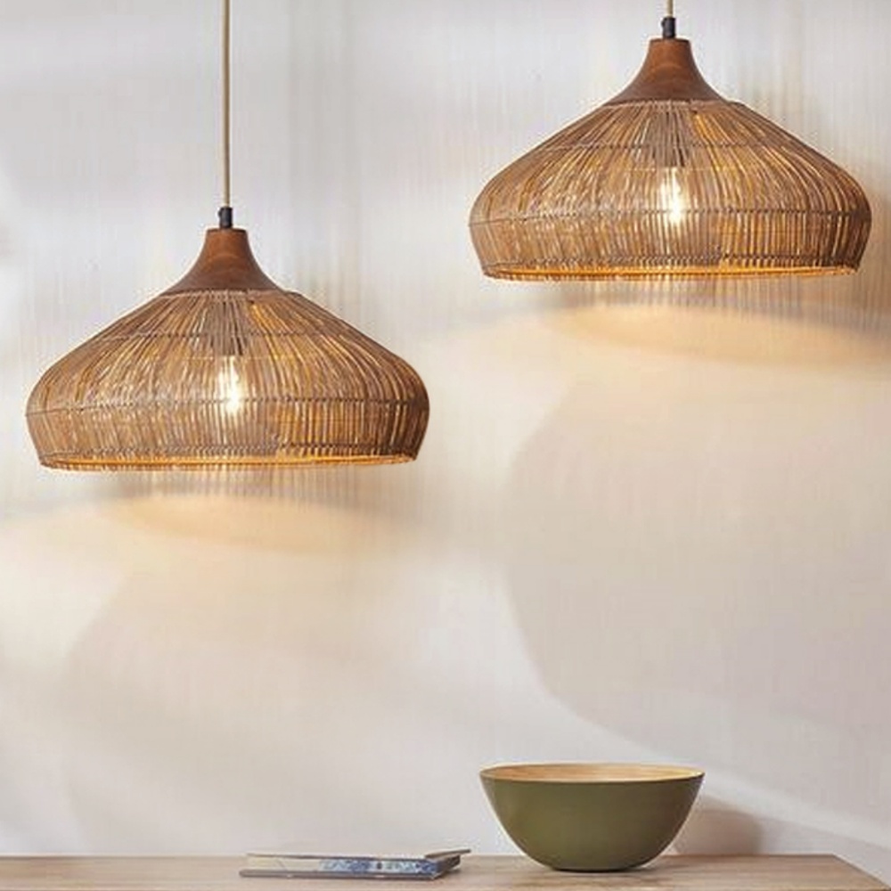 Japanese Hand-woven Rattan Lampshade Suitable For Dining Room Table